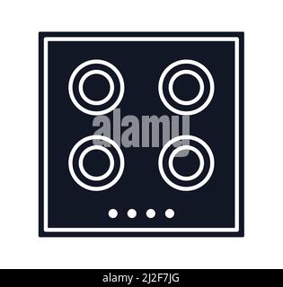Kitchen ceramic hob symbol with 4 cooking surfaces vector illustration icon Stock Vector