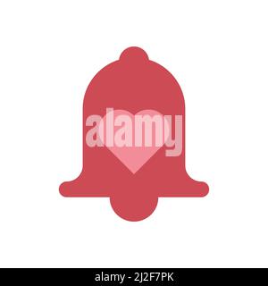 Bell with heart icon on white background Stock Vector