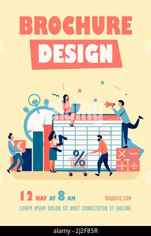 Accounting app vector illustration. Professionals working on financial reports, analyzing data sheet. Team of accountant using bookkeeping software Stock Vector