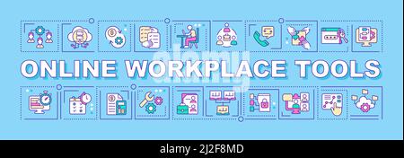 Online workplace tools word concepts blue banner Stock Vector