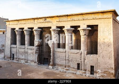 View of The Temple of Khnum, The Ram headed egyptian god, in Esna, Upper Egypt. Stock Photo