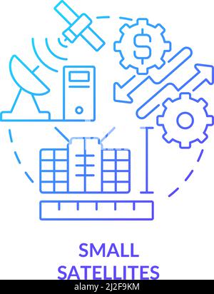 Small satellites blue gradient concept icon Stock Vector