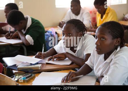 African female secondary school students in Oshana Region, Namibia, southern Africa. Stock Photo
