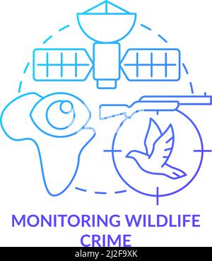 Monitoring wildlife crime blue gradient concept icon Stock Vector