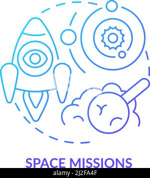 Space missions blue gradient concept icon Stock Vector