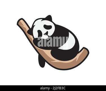 Lazy and Sleepy Panda Illustration Vector Stock Vector