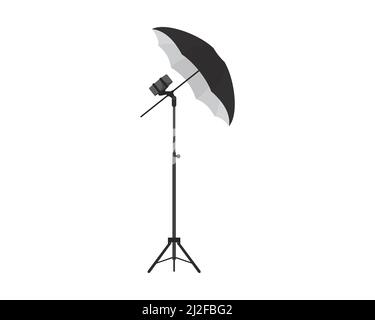 Photography and Videography Lighting Studio or Umbrella Light Stand Illustration Vector Stock Vector