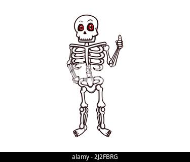 Friendly Skeleton Giving Recommendation and Thumbs Up Gesture Vector Stock Vector