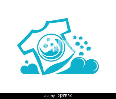 Laundry Symbol with T-Shirt and Waves Illustration Vector Stock Vector
