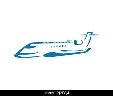 Flying Private Jet Symbol Silhouette Stock Vector