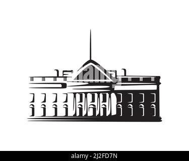 White House of America Building Silhouette Vector Stock Vector