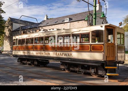 Snaefell Mountain Tramway carriage, Isle of Man Stock Photo