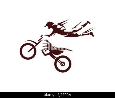 Jumping Motocross Rider Illustration Vector Stock Vector