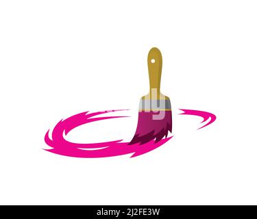 Paint Brush with Swirl Ink Vector Stock Vector