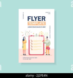 Managers with task list. Employees standing at checklist and timer, making thumb up flat vector illustration. Time management, planning concept for ba Stock Vector