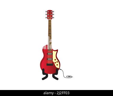 Detailed and Realistic Electric Guitar and Bass Illustration Vector Stock Vector