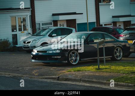 The vertical shot of Nissan s15 parked on a street side Stock Photo - Alamy