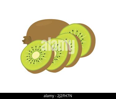 Detailed Kiwi with the Slices Illustration Vector Stock Vector