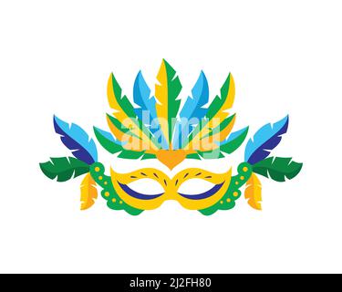 Brazil Carnival Mask with Colorful Feathers Vector Stock Vector
