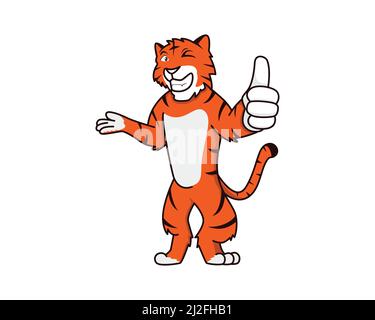 Humbly and Friendly Tiger Recommending Gesture Vector Stock Vector
