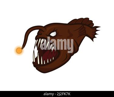 Detailed Scary Angler Fish Illustration Vector Stock Vector