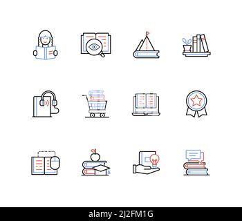 Books are a source of knowledge - line design style icons Stock Vector