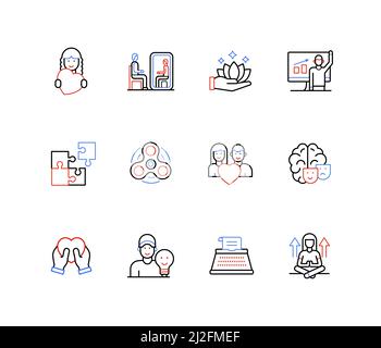 Mental health and relaxation - line design style icons Stock Vector