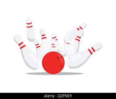 Bowling Ball Hitting Pins Illustration Vector Stock Vector