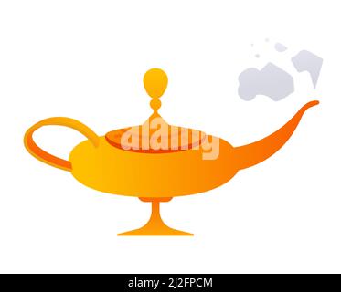 Magic lamp - modern flat design style single isolated object Stock Vector