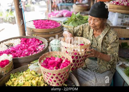 Produce and flower market in Yogyakarta, Indonesia. Stock Photo