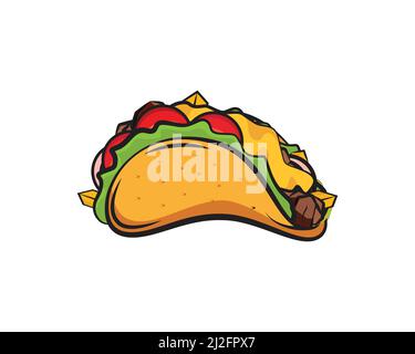 Taco Mexican Food Illustration Vector Stock Vector