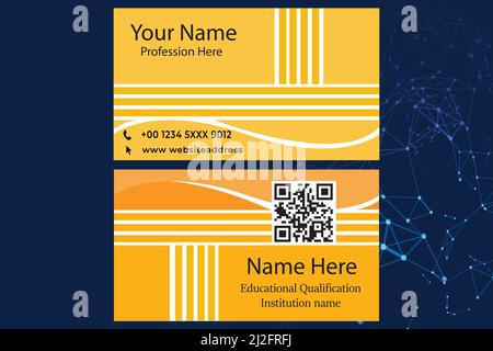 modern business card design . double sided business card design template . flat orange gradation business card inspiration Stock Vector