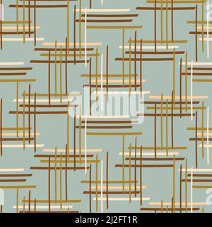 Natural chic boho stripe seamless pattern in ditzy style. Hand drawn organic fashion print. Modern summer nature ticking in trendy vintage country Stock Vector