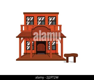 Detailed Western Saloon and Bar Illustration Vector Stock Vector