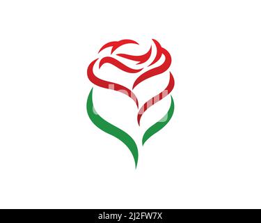 Simple Rose Petal and Leaves Vector Stock Vector