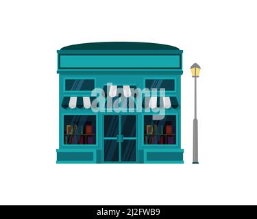 Detailed Bookstore with Street Lamp beside Illustration Vector Stock Vector