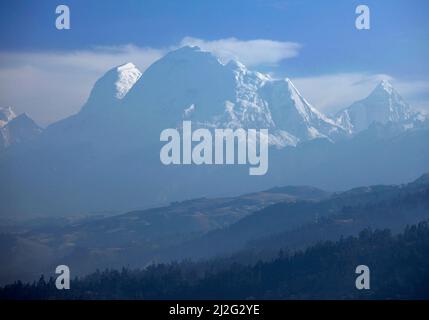 Nevado Huascaran viewed from city of Huaraz, Ancash, Peru Stock Photo