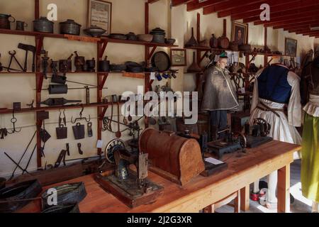 Vytina, Greece - February 25 2022: Folklore Museum interior, displaying tools and Items from the history culture of the area in Arcadia, Peloponnese G Stock Photo
