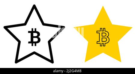 Bitcoin icon in five pointed star, btc symbol or logo Stock Vector