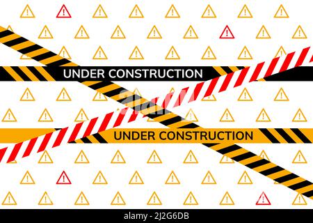 Under construction website page. Under construction tape warning. Vector illustration Stock Vector