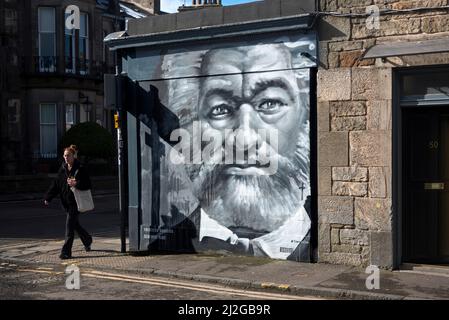 Portrait of Frederick Douglass (1818-95), the American social reformer, abolitionist and statesman by Ross Blair on a wall in Edinburgh. Stock Photo