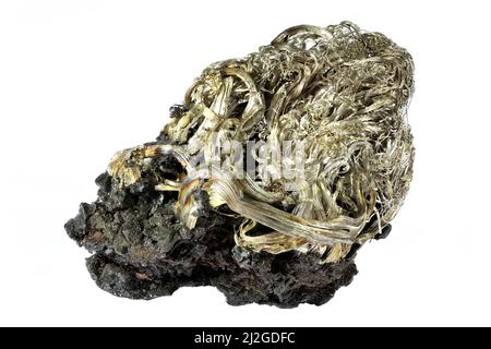 native silver on matrix from Mexico isolated on white background Stock Photo