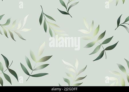 Leaves and branches vector seamless pattern. Olive brush leaves and twigs Stock Vector