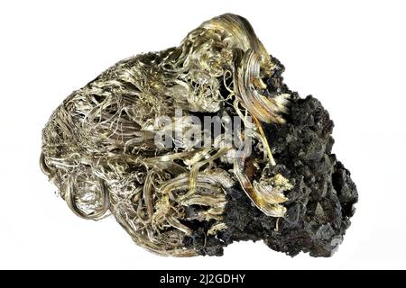 native silver on matrix from Mexico isolated on white background Stock Photo