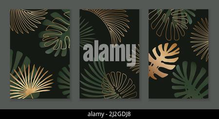 Tropical flyer card floral jungle frame postcard template with text sample Stock Vector
