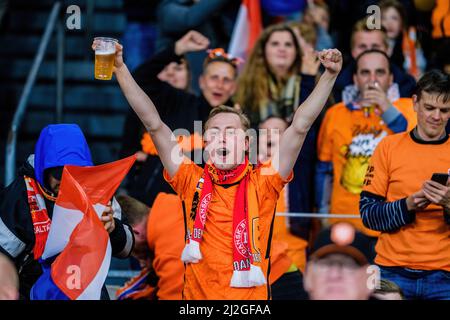Amsterdam, Netherlands. 26th, March 2022. Football fans of Netherlands seen on the stands during the football friendly between Netherlands and Denmark at the Johan Cruijff ArenA in Amsterdam. (Photo credit: Gonzales Photo - Robert Hendel). Stock Photo