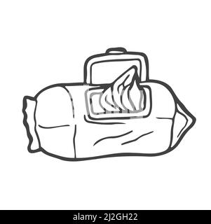 doodle baby wipes icon outline. Isolated vector Stock Vector