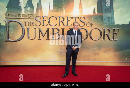 Callum Turner arrives at the 'Fantastic Beasts: The Secret of Dumbledore' World Premiere at The Royal Festival Hall on March 29, 2022 in London, Engla Stock Photo