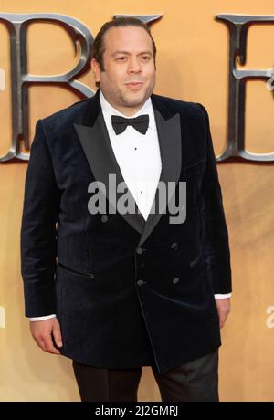 Dan Fogler arrives at the 'Fantastic Beasts: The Secret of Dumbledore' World Premiere at The Royal Festival Hall on March 29, 2022 in London, England. Stock Photo