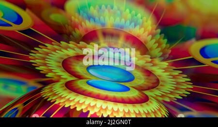 Abstract multicolor psychedelic background created with a metal spoon reflection Stock Photo